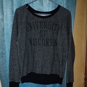 (Med.) PINK + 5th & Ocean Marled Black Crewneck Sweater